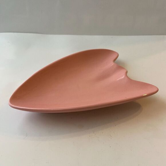 Mid Century Trinket Dish Pottery Petal Sculpted Atomic Mauve Vintage Coin Dish - Picture 3 of 7